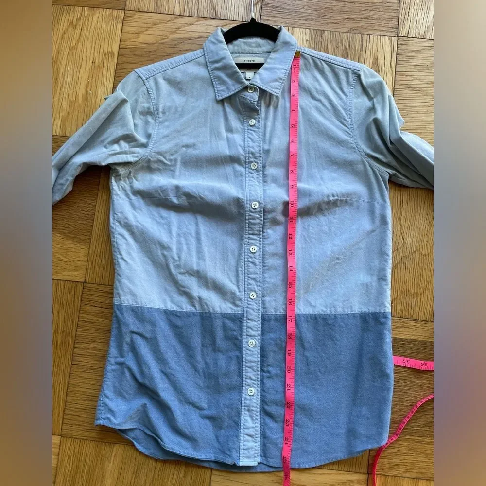J Crew Blue Colorblock Boy Fit Oxford, Sz 0, Fits XS
